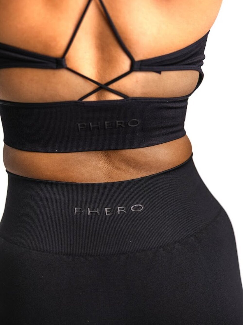 Black Strappy Sports Bra Crop Top Open Back Athleisure Yoga Activewear - Picture 5 of 7